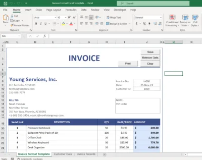 Excel Invoice Template (VBA Macro Enabled)
