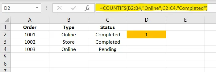 Excel formula COUNTIFS() – Count by Multiple Conditions
