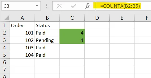 Excel formula COUNT() and COUNTA() – Count Rows Quickly